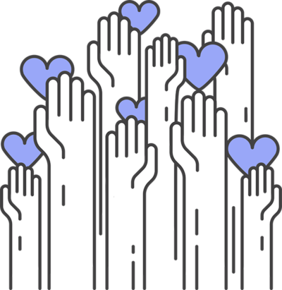 pivotal-talent-serves A vector of several hands holding up hearts